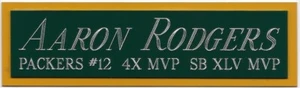 AARON RODGERS PACKERS NAMEPLATE AUTOGRAPHED Signed FOOTBALL-HELMET-JERSEY-PHOTO - Picture 1 of 8