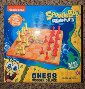 Nickelodeon Sponge Bob Square Pants Chess Wooden Deluxe Real Wood pieces NIB - Picture 1 of 5