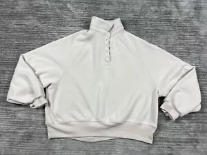 Better Together Sweater Womens XL Beige Fleece Lined 1/4 Snap Cotton Blend - Picture 1 of 11
