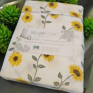 RACHEL ASHWELL SHABBY CHIC Weiß XL Zweibettzimmer Schule Sonnenblume Blumen Laken  - Bild 1 von 2