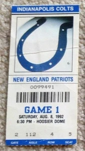 BIGLIETTO CLASSICO INDIANAPOLIS COLTS STUB v NEW ENGLAND PATRIOTS 1992 - RARO! - Foto 1 di 1