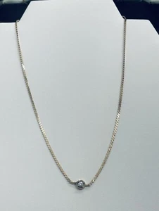 14k Yellow Gold SI-2 H-Color.16ct Diamond Solitaire 15” Necklace 4.8 Grams #1619 - Picture 1 of 3