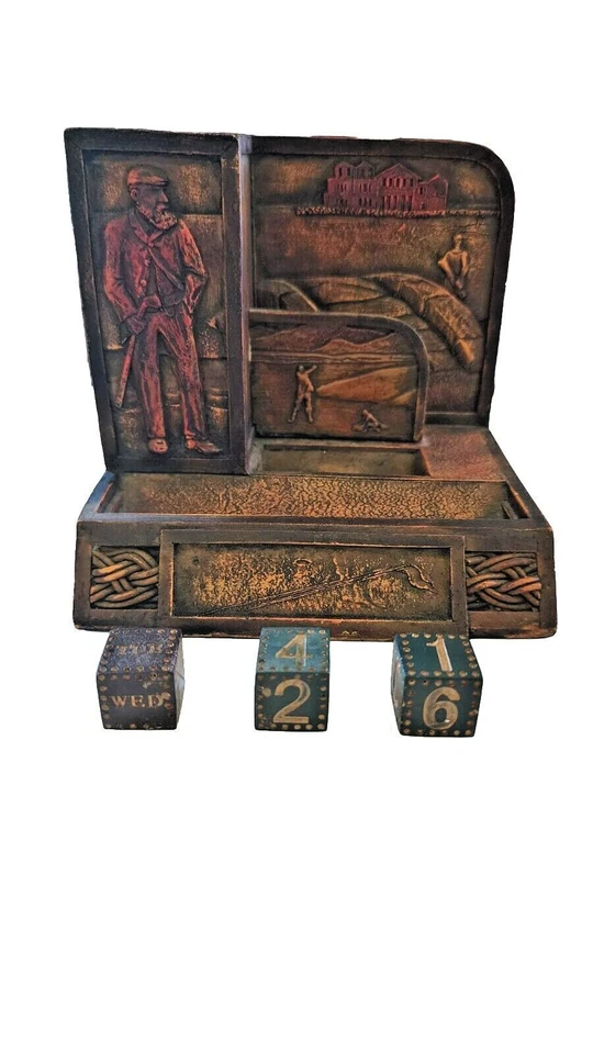 Lápiz de golf vintage años 70, tarjeta de visita, calendario organizador de escritorio caddie Foto 1 de 4