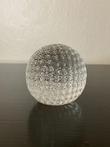 Clear Glass Golf Ball Paperweight - 2" Clear Art Glass Golf Collectable - Picture 1 of 8