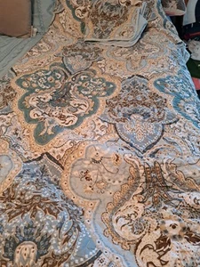 5 Piece Daybed Luxury Lush Soft Blue Taupe Motif Ornamental Floral Paisley EUC - Picture 1 of 11