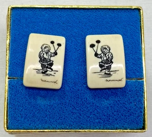 Vintage Alaska Eskimo Fischer Kunst Ohrringe 1/20 12K GF Schraubverschluss - Bild 1 von 5