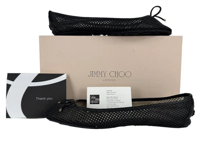 Jimmy Choo Black Perforated Leather Ballet Flats 8.5 US 38.5 EU Shoes Runway - Image 1 of 4