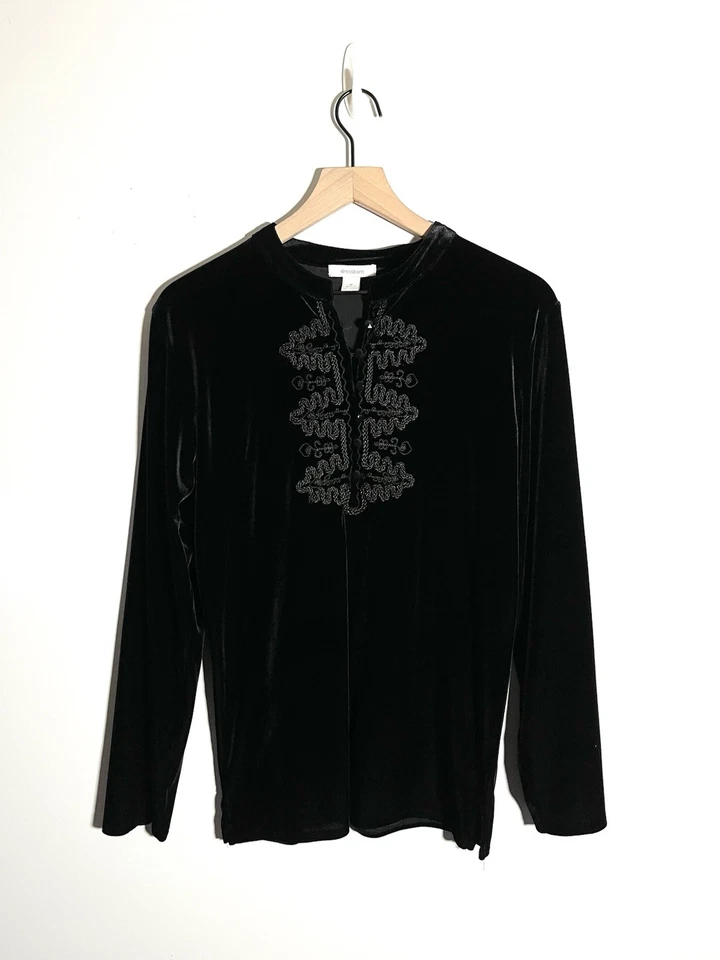 Dressbarn женщин бархата вышитый длинным рукавом Топ вечер ведьмы готический - Изображение 1 из 4