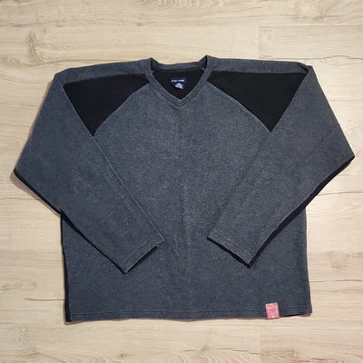 Structure Y2K Vintage Men's V-neck Sweater  Large Two Tone Gray Black Made USA - Image 1 of 4