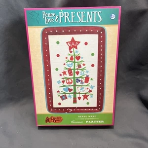 New Peace Love and Presents CHRISTMAS Serving Platter   Cracker Barrel 13.5 x 9" - Picture 1 of 5