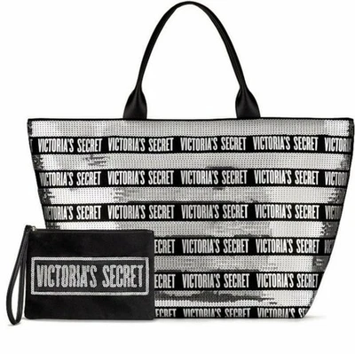 Victoria's Secret 2018 Black Friday Bag Tote Sequins Bling Carrie All Pouch NWT - Image 1 of 4
