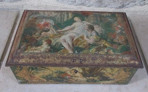 Old biscuits tin box cookies vtg vintage french France collection chocolate - Picture 1 of 7
