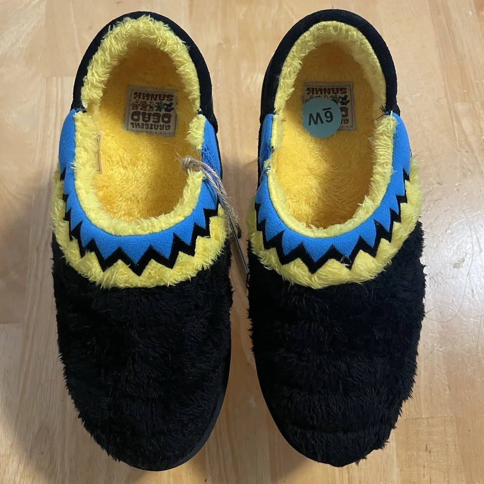 Sanuk U Puffy Chiller Low X Grateful Dead 黄色黑色拖鞋男式 6 Wmns 7 — 第 1/4 张图片