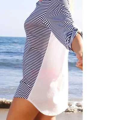 Espléndida túnica de natación Malibú a rayas azul marino pequeña Foto 1 de 4