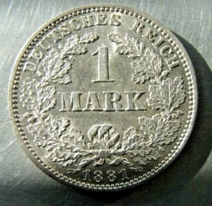 Germany 1 Mark 1881-J lustrous AU-UNC. Scarce grade - Picture 1 of 2