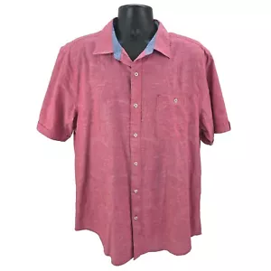 Tommy Bahama Mens Large Red Desert Fronds Button Up S/S Camp Shirt Stretch - NEW - Picture 1 of 7