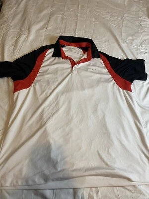 Calvin Klein Men's XL Short Sleeve Polo White Black Red Silver Logo - Image 1 of 4