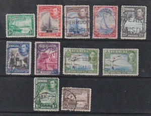 Bermuda 1936-38 Used Definitive George VI to 1s 6d Harbour Lighthouse Ships Bird - Picture 1 of 1