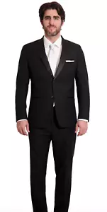 Couture 1910 schwarz 2-Knopf Kerbe Revers Slim Fit Smoking Jacke und 6" Drop Hose - Bild 1 von 1