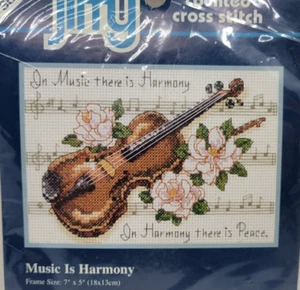 Sunset Jiffy Music Is Harmony counted cross stitch kit 16656 violin 7"x5" - Bild 1 von 5