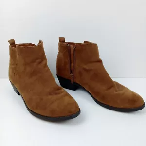 Forever 21 Brown Women Size 8 Suede Zip Up Heeled Ankle Boots - Picture 1 of 12