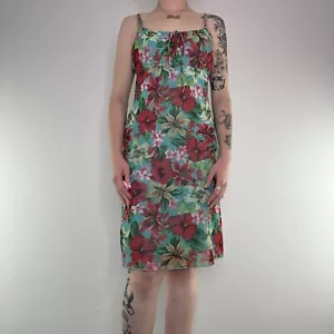 Y2K mesh floral hibiscus lily bow summer midi dress - Picture 1 of 4