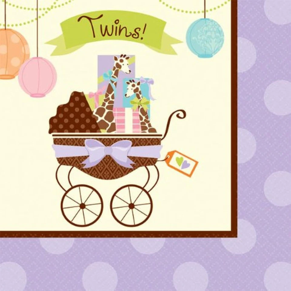 Servilletas Gemelos Modernas Mamá Jirafa Estampado Animal Baby Shower Fiesta Bebida Foto 1 de 1