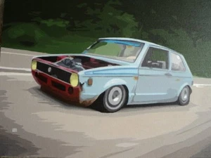VW GOLF MK1 ACRILYC PAINTING ON CANVAS MKI GTI RABBIT - Picture 1 of 4