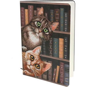 Craft Buddy Crystal Art Notebook 50-Pages Cats In The Library 18x26cm 8y+ - Picture 1 of 2