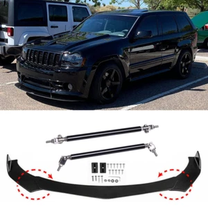 Front Bumper Lip Splitter Spoiler Body + Strut Rods For Jeep Grand Cherokee SRT8 - Picture 1 of 10