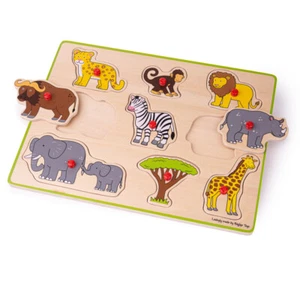 Rompecabezas Bigjigs Toys madera grueso levantable (safari) aprendizaje educativo - Imagen 1 de 3