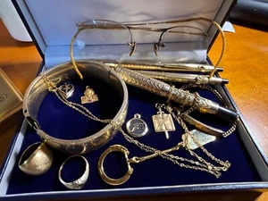 122 grams Antique Victorian Gold Filled Wear Repair Jewelry Chains Pens Fobs - Picture 1 of 9