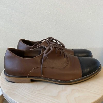 Zapatos Oxford H&M para hombre de cuero negro/marrón con puntera, talla 42 (US 9) Foto 1 de 4
