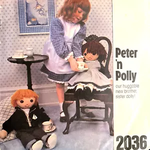 PATRÓN Vogue Craft 2036 Petter 'n Polly 35" Muñecas Abrazables Ropa Niño y Niña - Imagen 1 de 12