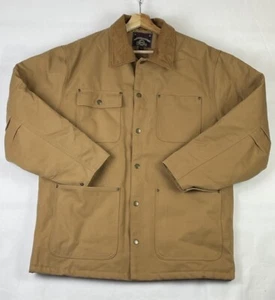 BNWT Roughshod Chore Barn Canvas FLEECE Lined Snap Button Brown Jacket Sz 40 L - Bild 1 von 10