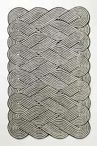 2X6 Feet Black White infinite 100%Wool Hand Made Hand Tufted Rug Custom Area Rug - Picture 1 of 13