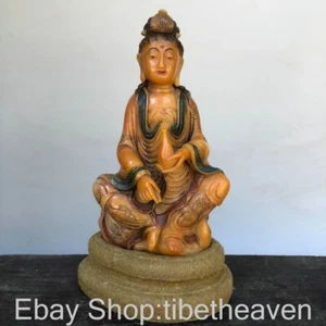 5.4" Chinese Tianhuang Shoushan Stone Carving Kwan-yin Guan Yin Buddha Statue - Picture 1 of 9