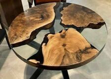 24" Clear Epoxy Resin Round Table  Top For Coffee & Dining Room Decor