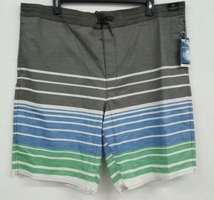 Roundtree Yorke Big Man Grey Green Striped Men's Swimwear NWT $59.50 1XB-4XB - Picture 1 of 3