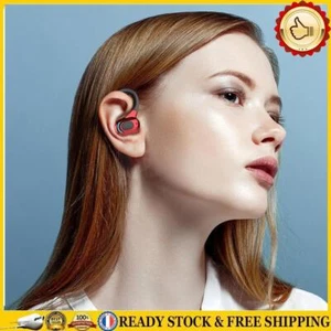 Écouteurs suspendus étanches, casque sans fil compatible Bluetooth (rouge) - Afbeelding 1 van 8