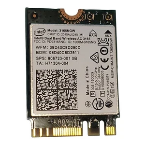 Intel Dual Band Wireless-AC 3165 3165NGW 802.11AC WiFi + Bluetooth 4.2 NGFF Card - Picture 1 of 4