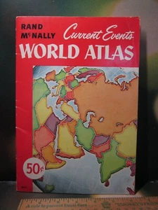 Current Events WORLD ATLAS 1963 Rand McNally 3055 Maps Facts Comparisons Citites - Picture 1 of 9