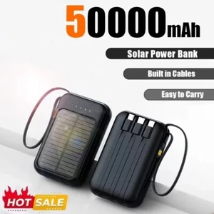 NEW High Capacity 50000mAh Solar Power Bank with Built 4 Cables LED Light - Photo 1 sur 9