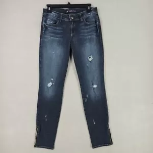 Devine Rights Of Denim Skinny Jeans Womens 28 Dark Blue Distressed Low Stretch - Picture 1 of 16
