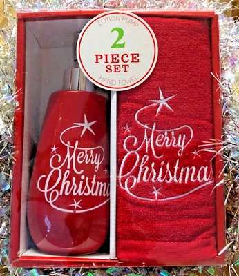 Christmas Series Lotion Pump With Hand Towels 2 Piece Set-Merry Christmas - 2016 - Image 1 of 2