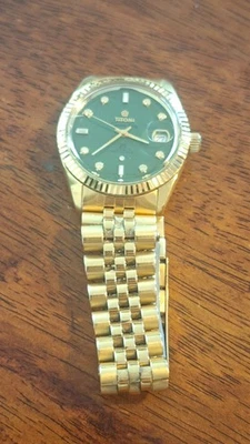 Titoni Cosmo King Men Watch 25 Jewels, Gold And Green , Rare - Image 1 of 4