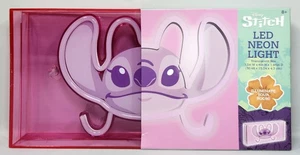 Stitch ANGELO LED LUCE NEON Scatola 12"x6" Disney Idea Nuova Rosa Viola Decorazione - Foto 1 di 2