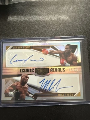 Antología de combate Panini 2025 Mike Tyson y Lennox Lewis doble automático/25 SSP RARO Foto 1 de 4