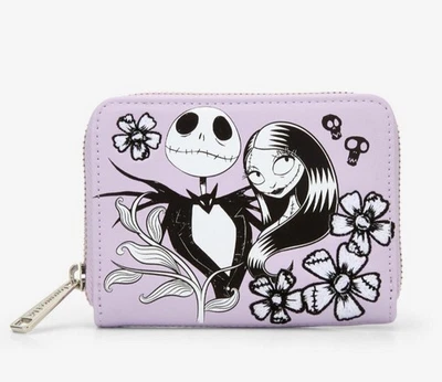 NEW Loungefly Nightmare Before Christmas Jack Sally Lover Lavender Floral WALLET - Image 1 of 4