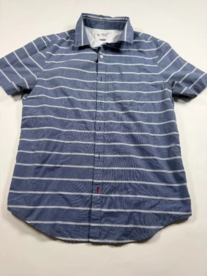 Camisa abotonada manga corta original Penguin para hombre - rayas azules y blancas - M Foto 1 de 4